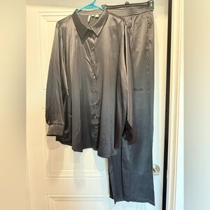 Sleek Black Satin Set